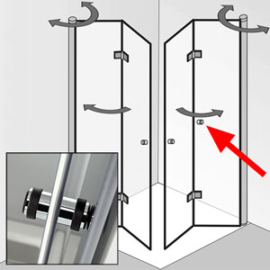 mit zusätzlichen Knopfgriff am 2. Türelement - rechts: mit zusätzlichen Knopfgriff am 2. Türelement - rechts