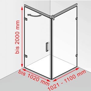 1021 - 1100 mm / bis 2000 mm: 1021 - 1100 mm / bis 2000 mm