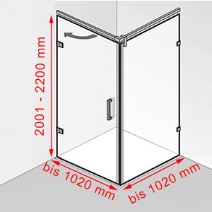 bis 1020 mm / 2001 - 2200 mm: bis 1020 mm / 2001 - 2200 mm