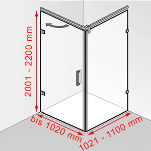 1021 - 1100 mm / 2001 - 2200 mm: 1021 - 1100 mm / 2001 - 2200 mm