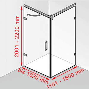 1101 - 1600 mm / 2001 - 2200 mm: 1101 - 1600 mm / 2001 - 2200 mm