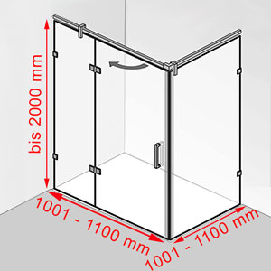 1001 - 1100 mm / 1001 - 1100 mm / bis 2000 mm: 1001 - 1100 mm / 1001 - 1100 mm / bis 2000 mm