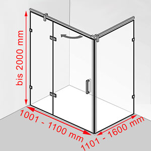 1001 - 1100 mm / 1101 - 1600 mm / bis 2000 mm: 1001 - 1100 mm / 1101 - 1600 mm / bis 2000 mm