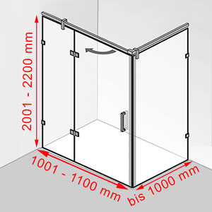 1001 - 1100 mm / bis 1000 mm / 2001 - 2200 mm: 1001 - 1100 mm / bis 1000 mm / 2001 - 2200 mm