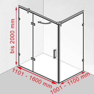 1101 - 1600 mm / 1001 - 1100 mm / bis 2000 mm: 1101 - 1600 mm / 1001 - 1100 mm / bis 2000 mm