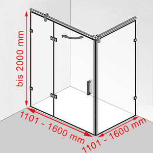 1101 - 1600 mm / 1101 - 1600 mm / bis 2000 mm: 1101 - 1600 mm / 1101 - 1600 mm / bis 2000 mm