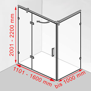 1101 - 1600 mm / bis 1000 mm / 2001 - 2200 mm: 1101 - 1600 mm / bis 1000 mm / 2001 - 2200 mm