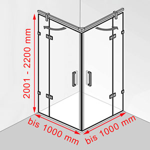 bis 1000 mm / bis 1000 mm / 2001 - 2200 mm: bis 1000 mm / bis 1000 mm / 2001 - 2200 mm