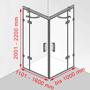 1101 - 1600 mm / bis 1000 mm / 2001 - 2200 mm: 1101 - 1600 mm / bis 1000 mm / 2001 - 2200 mm