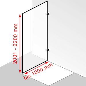 bis 1000 mm / 2001 - 2200 mm: bis 1000 mm / 2001 - 2200 mm