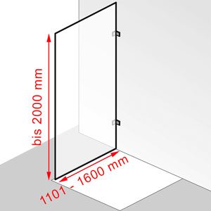 1101 - 1600 mm / bis 2000 mm: 1101 - 1600 mm / bis 2000 mm