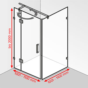 1001 - 1100 mm / 1001 - 1100 mm / bis 2000 mm: 1001 - 1100 mm / 1001 - 1100 mm / bis 2000 mm