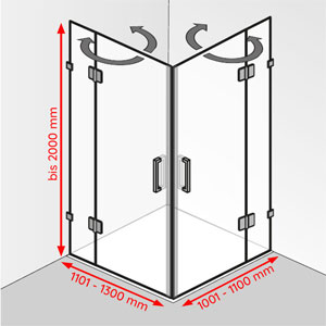 1101 - 1300 mm / 1001 - 1100 mm / bis 2000 mm: 1101 - 1300 mm / 1001 - 1100 mm / bis 2000 mm