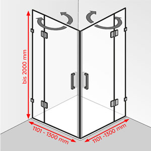1101 - 1300 mm / 1101 - 1300 mm / bis 2000 mm: 1101 - 1300 mm / 1101 - 1300 mm / bis 2000 mm
