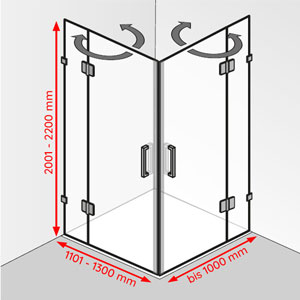 1101 - 1300 mm / bis 1000 mm / 2001 - 2200 mm: 1101 - 1300 mm / bis 1000 mm / 2001 - 2200 mm