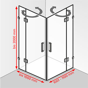 bis 1000 mm / 1001 - 1100 mm / bis 2000 mm: bis 1000 mm / 1001 - 1100 mm / bis 2000 mm