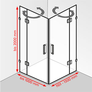 bis 1000 mm / 1101 - 1300 mm / bis 2000 mm: bis 1000 mm / 1101 - 1300 mm / bis 2000 mm