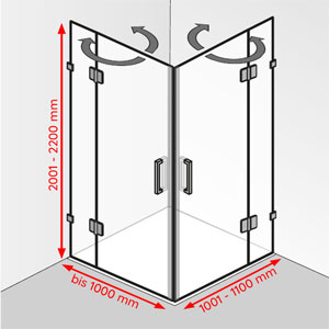 bis 1000 mm / 1001 - 1100 mm / 2001 - 2200 mm: bis 1000 mm / 1001 - 1100 mm / 2001 - 2200 mm