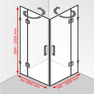 bis 1000 mm / 1101 - 1300 mm / 2001 - 2200 mm: bis 1000 mm / 1101 - 1300 mm / 2001 - 2200 mm