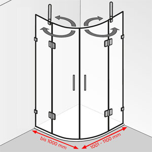bis 1000 mm / 1001 - 1100 mm: bis 1000 mm / 1001 - 1100 mm