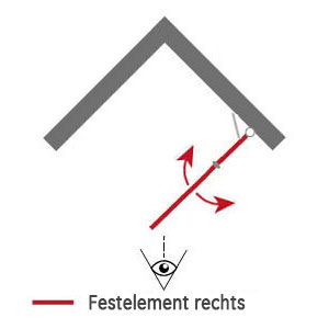 rechts - Drehtür an Festelement: rechts - Drehtür an Festelement
