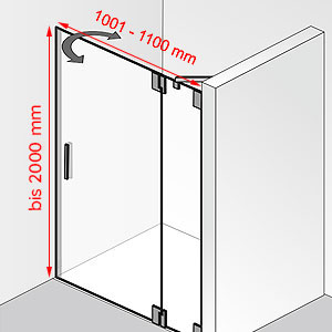 1001 - 1100 mm / bis 2000 mm: 1001 - 1100 mm / bis 2000 mm