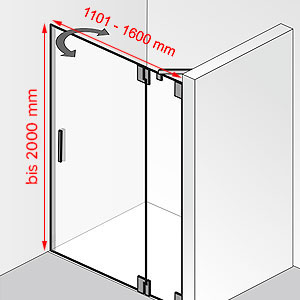 1101 - 1600 mm / bis 2000 mm: 1101 - 1600 mm / bis 2000 mm