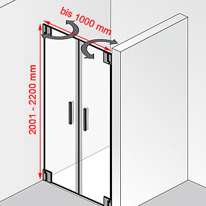 bis 1000 mm / 2001 - 2200 mm: bis 1000 mm / 2001 - 2200 mm