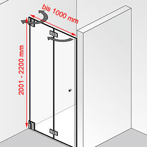 bis 1000 mm / 2001 - 2200 mm: bis 1000 mm / 2001 - 2200 mm