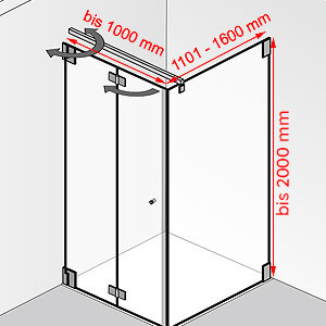 bis 1000 mm / 1101 - 1600 mm / bis 2000 mm: bis 1000 mm / 1101 - 1600 mm / bis 2000 mm