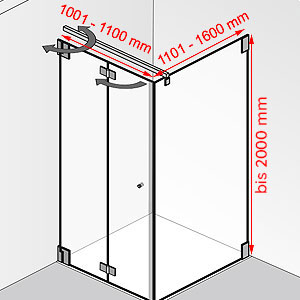 1001 - 1100 mm / 1101 - 1600 mm / bis 2000 mm: 1001 - 1100 mm / 1101 - 1600 mm / bis 2000 mm