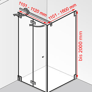 1101 - 1120 mm / 1101 - 1600 mm / bis 2000 mm: 1101 - 1120 mm / 1101 - 1600 mm / bis 2000 mm