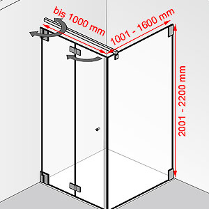 bis 1000 mm / 1001 - 1600 mm / 2001 - 2200 mm: bis 1000 mm / 1001 - 1600 mm / 2001 - 2200 mm
