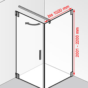 bis 1020 mm / 2001 - 2200 mm: bis 1020 mm / 2001 - 2200 mm