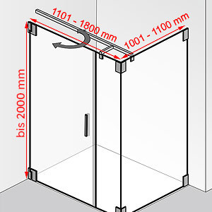 1101 - 1800 mm / 1001 - 1100 mm / bis 2000 mm: 1101 - 1800 mm / 1001 - 1100 mm / bis 2000 mm