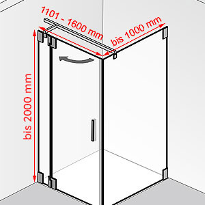 1101 - 1600 mm / bis 1000 mm / bis 2000 mm: 1101 - 1600 mm / bis 1000 mm / bis 2000 mm