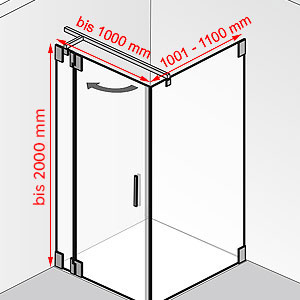 bis 1000 mm / 1001 - 1100 mm / bis 2000 mm: bis 1000 mm / 1001 - 1100 mm / bis 2000 mm