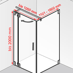 bis 1000 mm / 1101 - 1600 mm / bis 2000 mm: bis 1000 mm / 1101 - 1600 mm / bis 2000 mm