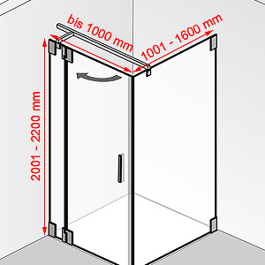 bis 1000 mm / 1001 - 1600 mm / 2001 - 2200 mm: bis 1000 mm / 1001 - 1600 mm / 2001 - 2200 mm