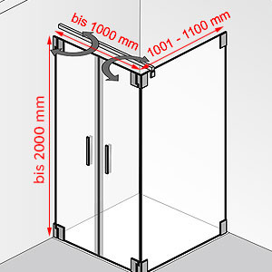 bis 1000 mm / 1001 - 1100 mm / bis 2000 mm: bis 1000 mm / 1001 - 1100 mm / bis 2000 mm