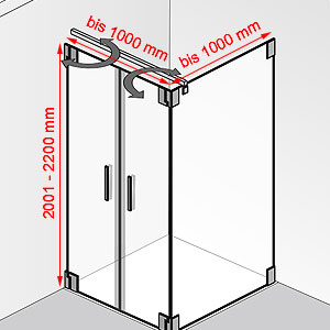 bis 1000 mm / bis 1000 mm / 2001 - 2200 mm: bis 1000 mm / bis 1000 mm / 2001 - 2200 mm