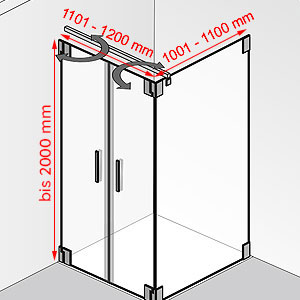 1101 - 1200 mm / 1001 - 1100 mm / bis 2000 mm: 1101 - 1200 mm / 1001 - 1100 mm / bis 2000 mm