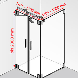 1101 - 1200 mm / 1101 - 1600 mm / bis 2000 mm: 1101 - 1200 mm / 1101 - 1600 mm / bis 2000 mm