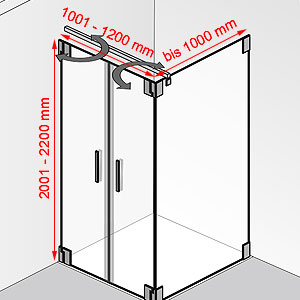 1001 - 1200 mm / bis 1000 mm / 2001 - 2200 mm: 1001 - 1200 mm / bis 1000 mm / 2001 - 2200 mm