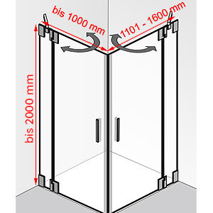 bis 1000 mm / 1101 - 1600 mm / bis 2000 mm: bis 1000 mm / 1101 - 1600 mm / bis 2000 mm
