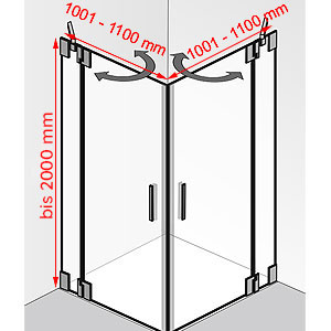 1001 - 1100 mm / 1001 - 1100 mm / bis 2000 mm: 1001 - 1100 mm / 1001 - 1100 mm / bis 2000 mm