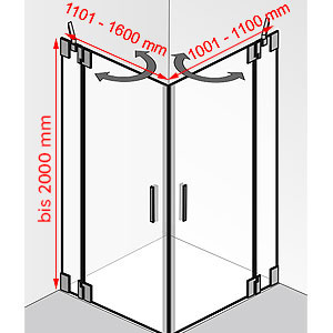 1101 - 1600 mm / 1001 - 1100 mm / bis 2000 mm: 1101 - 1600 mm / 1001 - 1100 mm / bis 2000 mm