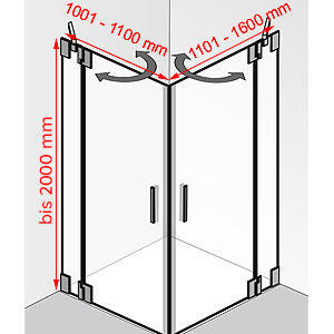 1001 - 1100 mm / 1101 - 1600 mm / bis 2000 mm: 1001 - 1100 mm / 1101 - 1600 mm / bis 2000 mm