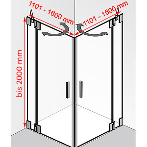 1101 - 1600 mm / 1101 - 1600 mm / bis 2000 mm: 1101 - 1600 mm / 1101 - 1600 mm / bis 2000 mm