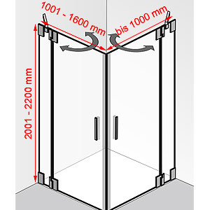 1001 - 1600 mm / bis 1000 mm / 2001 - 2200 mm: 1001 - 1600 mm / bis 1000 mm / 2001 - 2200 mm